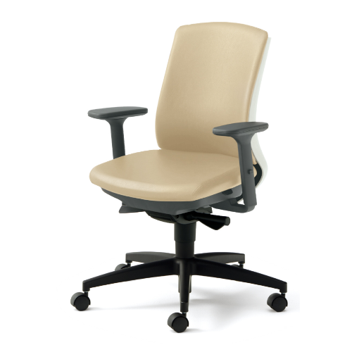 プラス ベネスチェア BeneS ビニールレザー張り バイカラーフレーム ローバック アジャスト肘 樹脂脚 KD-BN510NL