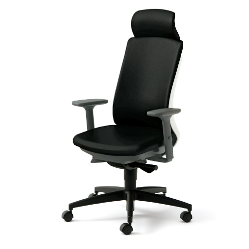 プラス ベネスチェア BeneS ビニールレザー張り バイカラーフレーム エクストラハイバック アジャスト肘 樹脂脚 KD-BN512NL