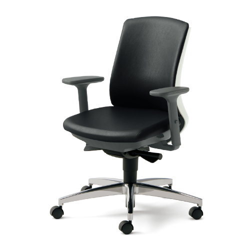 プラス ベネスチェア BeneS ビニールレザー張り バイカラーフレーム ローバック アジャスト肘 アルミ脚 KD-BN513NL