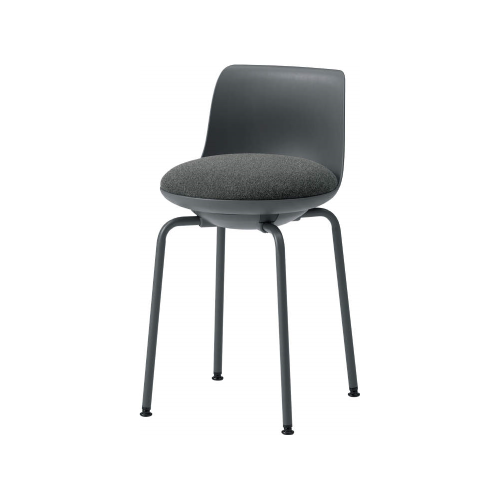 オカムラ ミーティングチェア ピルエットチェア スチール脚 ダークグレーシェル 布張 インターロック L122FF-FXW