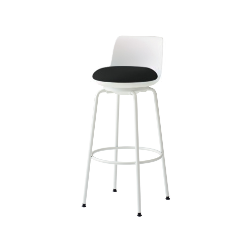 オカムラ ミーティングチェア ピルエットチェア pirouetto スチール脚 ハイチェア ホワイトシェル ビニールレザー L122FZ-P