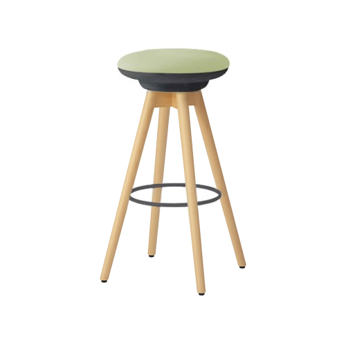 オカムラ ピルエットチェア pirouetto 木脚ハイスツール ナチュラル脚 ブラックシェル ビニールレザー L122GC-P