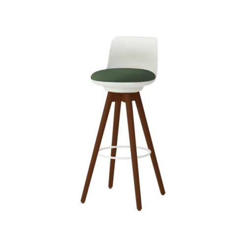 オカムラ ピルエットチェア pirouetto 木脚ハイチェア ネオウッドダーク脚 ホワイトシェル 布張 L122GY-F