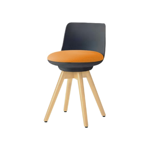 オカムラ ピルエットチェア pirouetto 木脚チェア ナチュラル脚 ブラックシェル 布張 L122HA-F