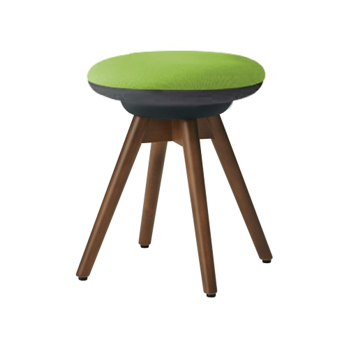 オカムラ ピルエットチェア pirouetto 木脚スツール ネオウッドダーク脚 ブラックシェル 布張 L122HD-F