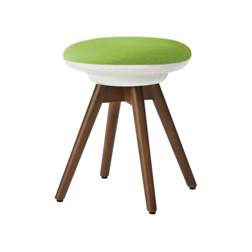 オカムラ ピルエットチェア pirouetto 木脚スツール ネオウッドダーク脚 ホワイトシェル 布張 L122HW-F