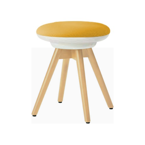 オカムラ ピルエットチェア pirouetto 木脚スツール ナチュラル脚 ホワイトシェル 布張 L122HX-F