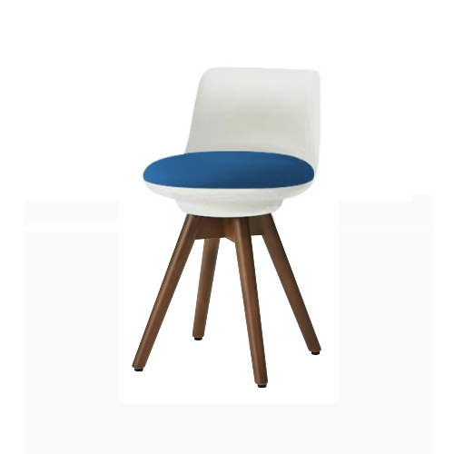 オカムラ ピルエットチェア pirouetto 木脚チェア ネオウッドダーク脚 ホワイトシェル 布張 L122HY-F