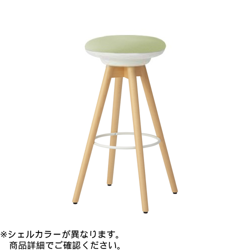 オカムラ ミーティングチェア ピルエットチェア 木脚ハイスツール(ナチュラル脚) ライトグレージュシェル ビニールレザー張 L122JT-P