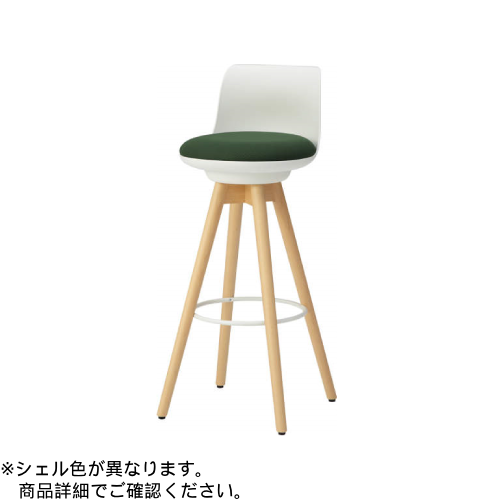 オカムラ ミーティングチェア ピルエットチェア 木脚ハイチェア(ナチュラル脚) ライトグレージュシェル 布張 プレーンニット L122JV-F