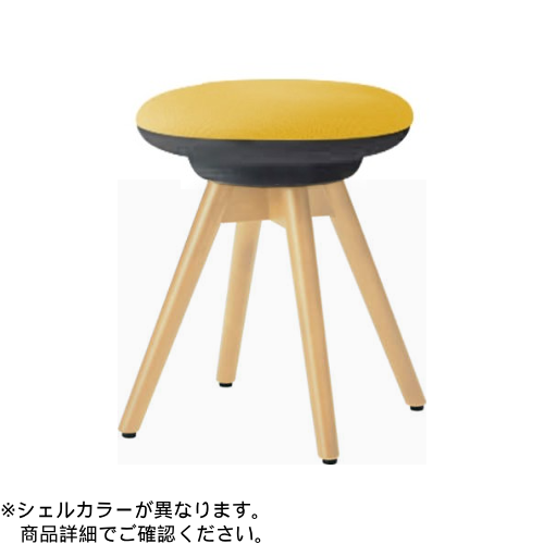 オカムラ ミーティングチェア ピルエットチェア 木脚スツール(ダーク脚) ダークグレーシェル ビニールレザー張 L122LH-P