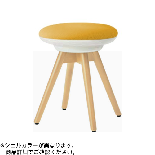 オカムラ ミーティングチェア ピルエットチェア 木脚スツール(ナチュラル脚) ライトグレージュシェル 布張 プレーンニット L122LT-F