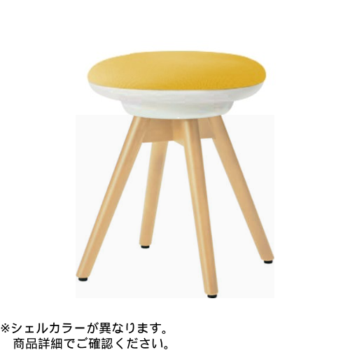 オカムラ ミーティングチェア ピルエットチェア 木脚スツール(ナチュラル脚) ライトグレージュシェル ビニールレザー張 L122LT-P