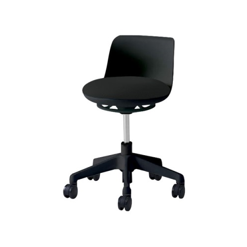 オカムラ ピルエットチェア pirouetto 5本脚チェア ブラック脚 ブラックシェル ナイロンキャスター ビニールレザー L122VA-P