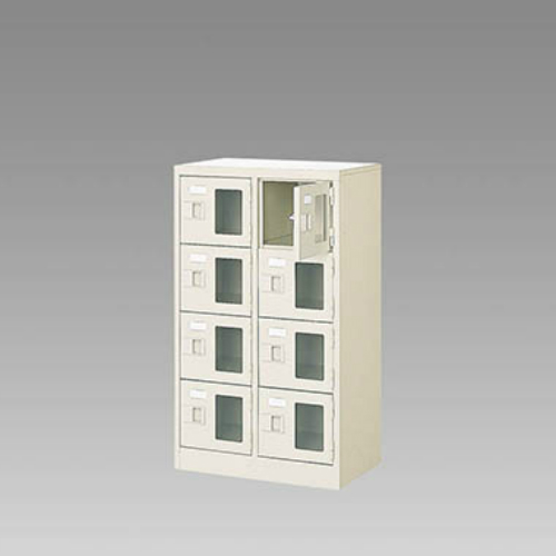 ナイキ シューズボックス（扉付.中棚なし） 2列4段 8人用 セミホワイト 錠なし SB24G-SH