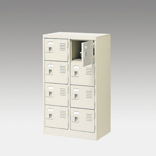 ナイキ シューズボックス（扉付.中棚なし） 2列4段 8人用 セミホワイト 錠なし SB24T-SH