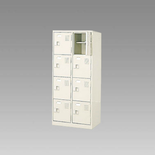 ナイキ シューズボックス（扉付.中棚付） 2列4段 8人用 セミホワイト 錠なし SB24TNL-SH