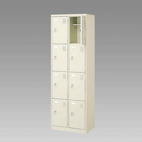 ナイキ シューズボックス（扉付.中棚付/ロングシューズ用） 2列４段 8人用 セミホワイト 錠なし SB24TNM-SH