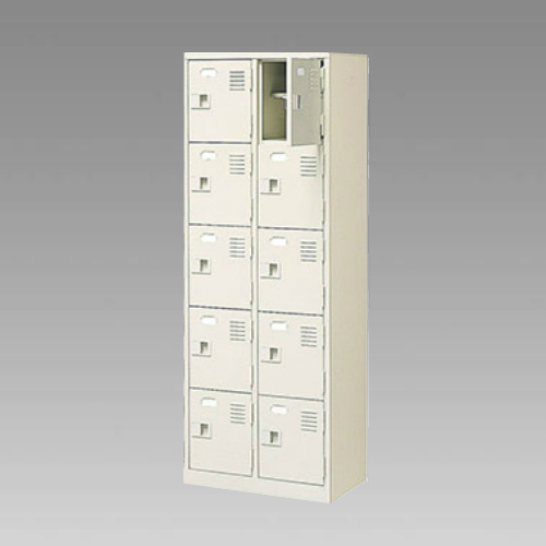 ナイキ シューズボックス（扉付.中棚付） 2列5段 10人用 セミホワイト 錠なし SB25TNL-SH