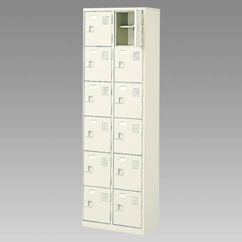 ナイキ シューズボックス（扉付.中棚付） 2列6段 12人用 セミホワイト 錠なし SB26TNL-SH