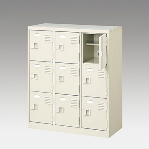 ナイキ シューズボックス（扉付.中棚付） 3列3段 9人用 セミホワイト 錠なし SB33TNL-SH