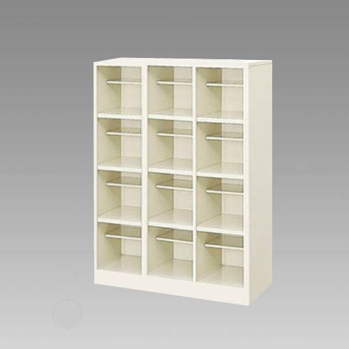 ナイキ シューズボックス オープンタイプ 中棚付 3列4段 12人用 セミホワイト SB34N-SH