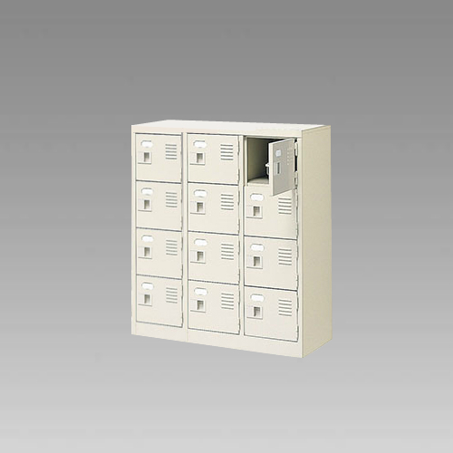 ナイキ シューズボックス（扉付.中棚なし） 3列4段 12人用 セミホワイト 錠なし SB34T-SH