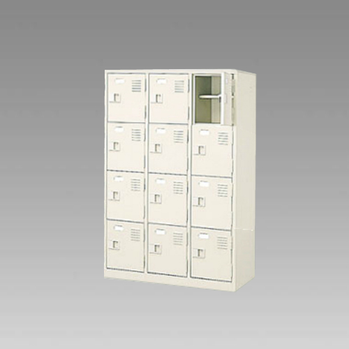 ナイキ シューズボックス（扉付.中棚付） 3列4段 12人用 セミホワイト 錠なし SB34TNL-SH