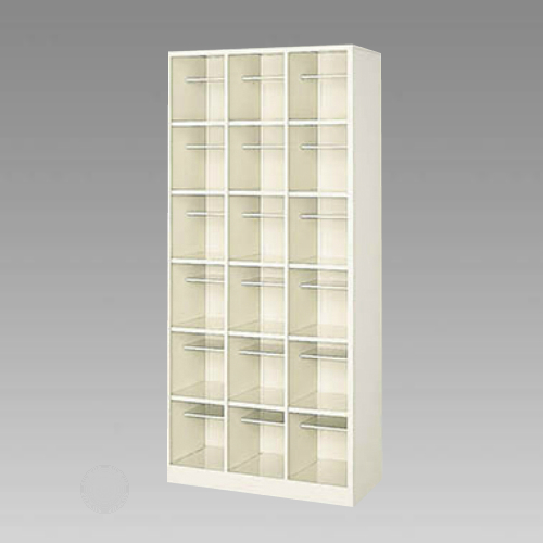 ナイキ シューズボックス オープンタイプ 中棚付 3列6段 18人用 セミホワイト SB36NM-SH