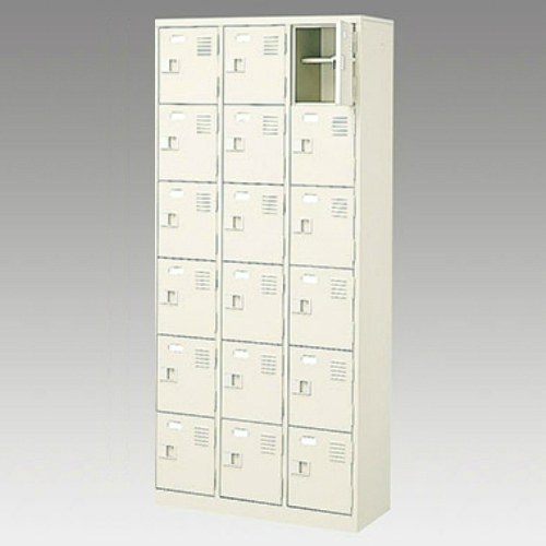 ナイキ シューズボックス（扉付.中棚付） 3列6段 18人用 セミホワイト 錠なし SB36TNL-SH