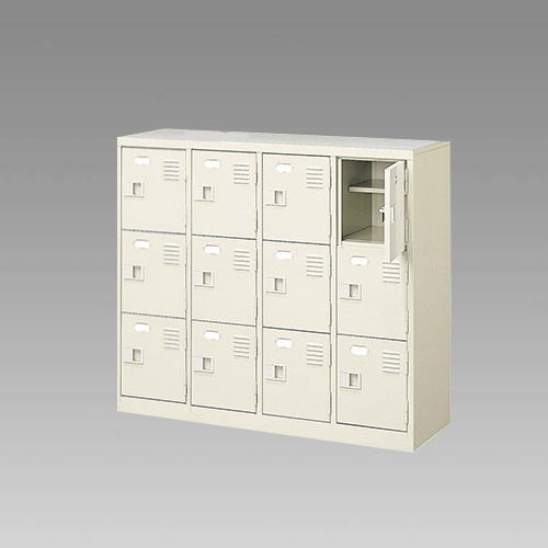 ナイキ シューズボックス（扉付.中棚付） 4列3段 12人用 セミホワイト 錠なし SB43TNL-SH