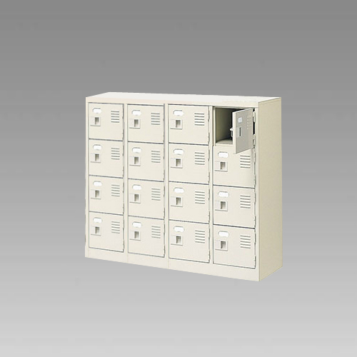 ナイキ シューズボックス（扉付.中棚なし） 4列4段 16人用 セミホワイト 錠なし SB44T-SH