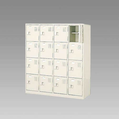 ナイキ シューズボックス（扉付.中棚付） 4列4段 16人用 セミホワイト 錠なし SB44TNL-SH