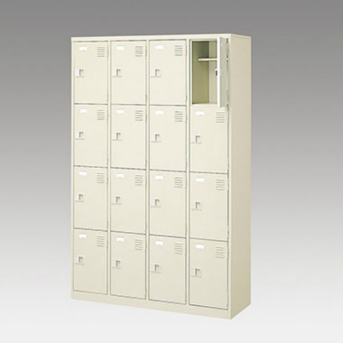 ナイキ シューズボックス（扉付.中棚付/ロングシューズ用） 4列４段 16人用 セミホワイト 錠なし SB44TNM-SH