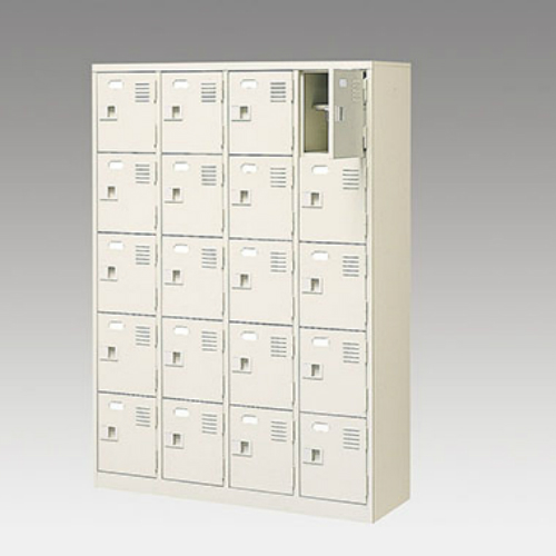 ナイキ シューズボックス（扉付.中棚付） 4列5段 20人用 セミホワイト 錠なし SB45TNL-SH