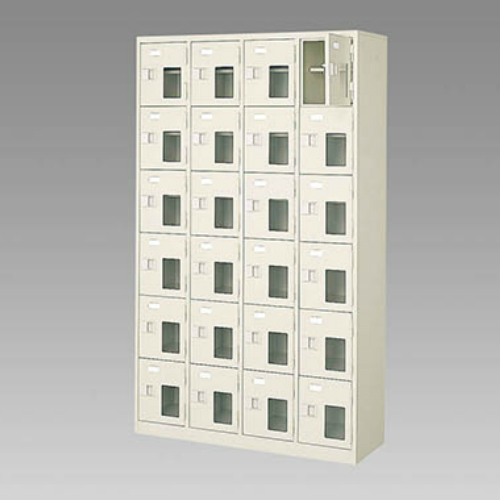 ナイキ シューズボックス（扉付.中棚付） 4列6段 24人用 セミホワイト 錠なし SB46GNM-SH