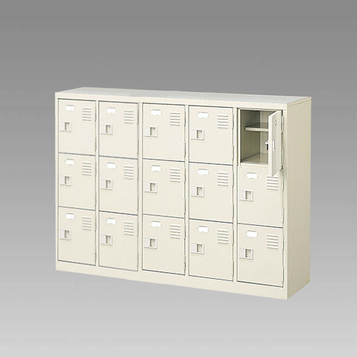 ナイキ シューズボックス（扉付.中棚付） 5列3段 15人用 セミホワイト 錠なし SB53TNL-SH