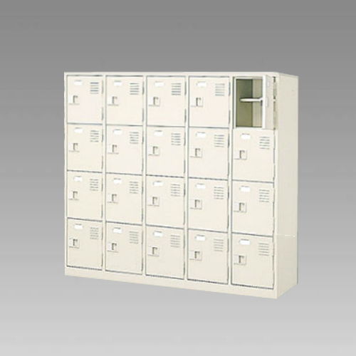 ナイキ シューズボックス（扉付.中棚付） 5列4段 20人用 セミホワイト 錠なし SB54TNL-SH