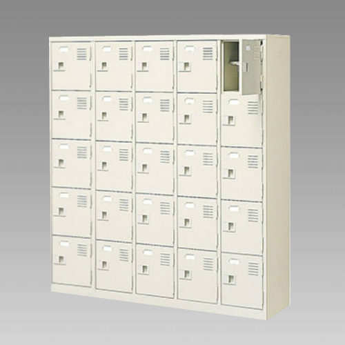 ナイキ シューズボックス（扉付.中棚付） 5列5段 25人用 セミホワイト 錠なし SB55TNL-SH