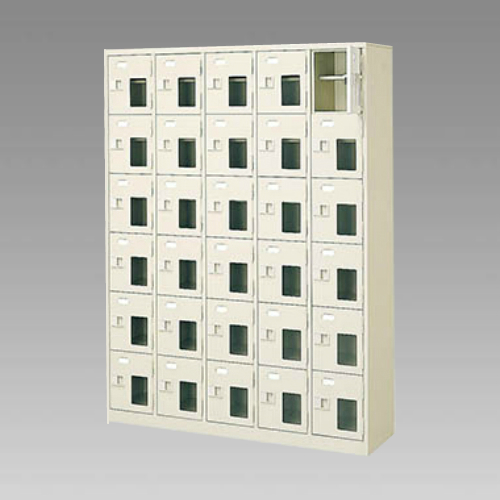 ナイキ シューズボックス（扉付.中棚付） 5列6段 30人用 セミホワイト 錠なし SB56GNM-SH