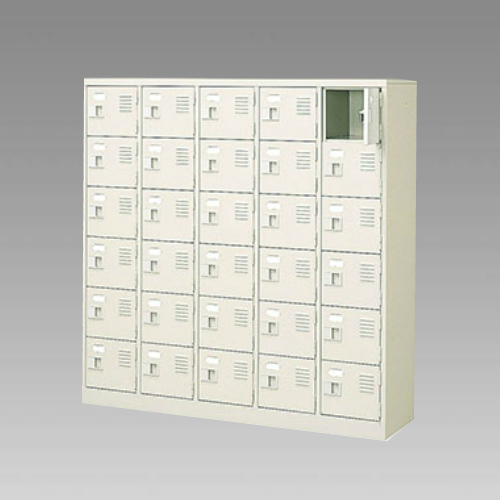 ナイキ シューズボックス（扉付.中棚なし） 5列6段 30人用 セミホワイト 錠なし SB56T-SH