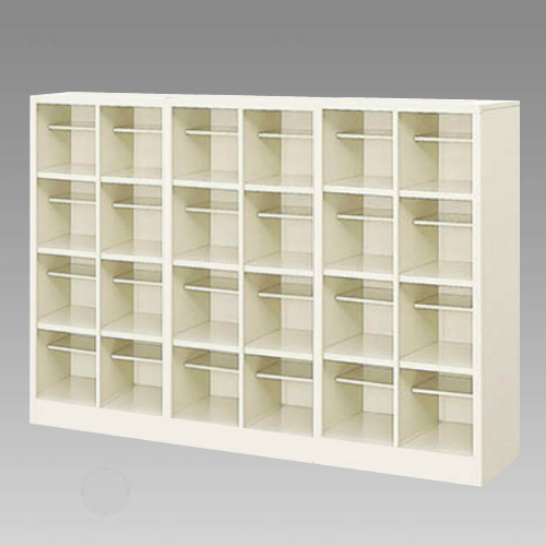 ナイキ シューズボックス オープンタイプ 中棚付 6列4段 24人用 セミホワイト SB64N-SH