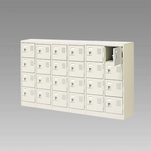 ナイキ シューズボックス（扉付.中棚なし） 6列4段 24人用 セミホワイト 錠なし SB64T-SH