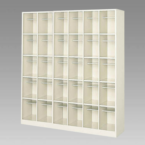 ナイキ シューズボックス オープンタイプ 中棚付/ロングシューズ用 6列5段 30人用 セミホワイト SB65NL-SH