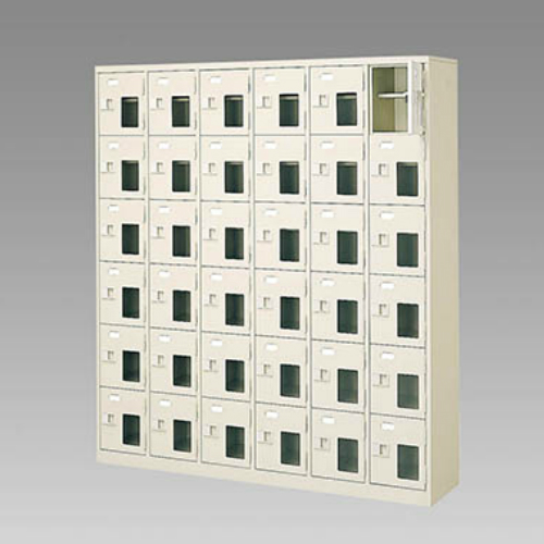 ナイキ シューズボックス（扉付.中棚付） 6列6段 36人用 セミホワイト 錠なし SB66GNM-SH