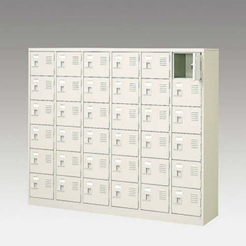 ナイキ シューズボックス（扉付.中棚なし） 6列6段 36人用 セミホワイト 錠なし SB66T-SH