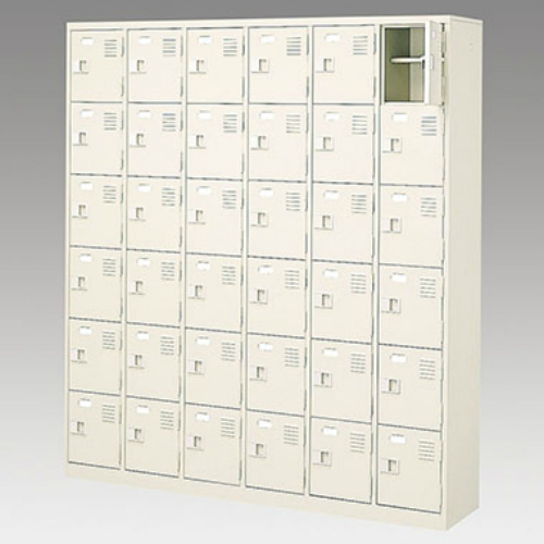 ナイキ シューズボックス（扉付.中棚付） 6列6段 36人用 セミホワイト 錠なし SB66TNL-SH