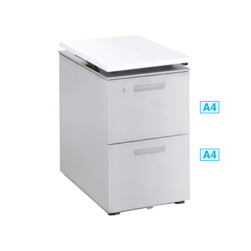 コクヨ GTワゴン 天板昇降ワゴン(A2) シリンダー錠 2段引き出しタイプ W410×D580×H648～798 SD-GTS46A2S81□N4