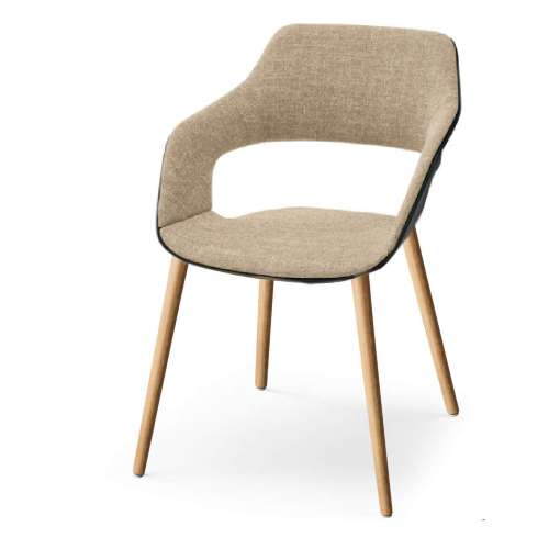 ウィルクハーン 222レンジ オッコ 肘付きチェアー（背座クッション付き） 木脚タイプ XWH-22222