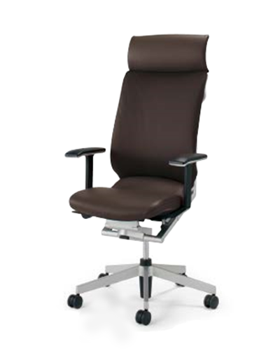 コクヨ アガタチェア 革張り ヘッドレスト付きタイプ T型肘 背クッション付き CR-G1253U1M